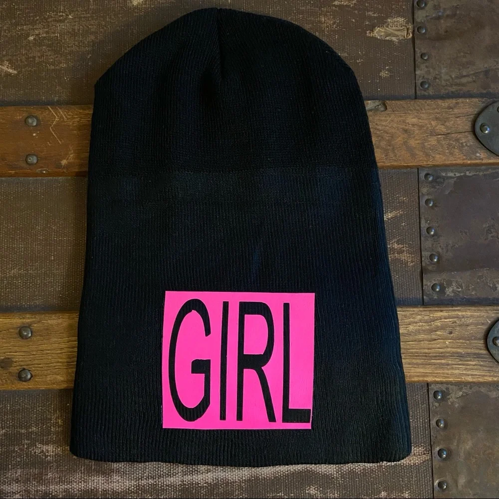 Black GIRL stocking cap by U Got Me Twisted Apparel (c) for women & girls.